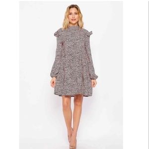 NWOT Pink Leopard Velvet Touch Long Sleeve Dress Size L